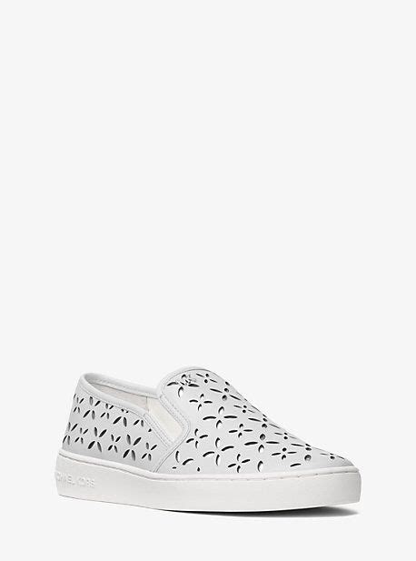 michael kors keaton perforated leather lace up sneakers|keaton logo slip on sneaker.